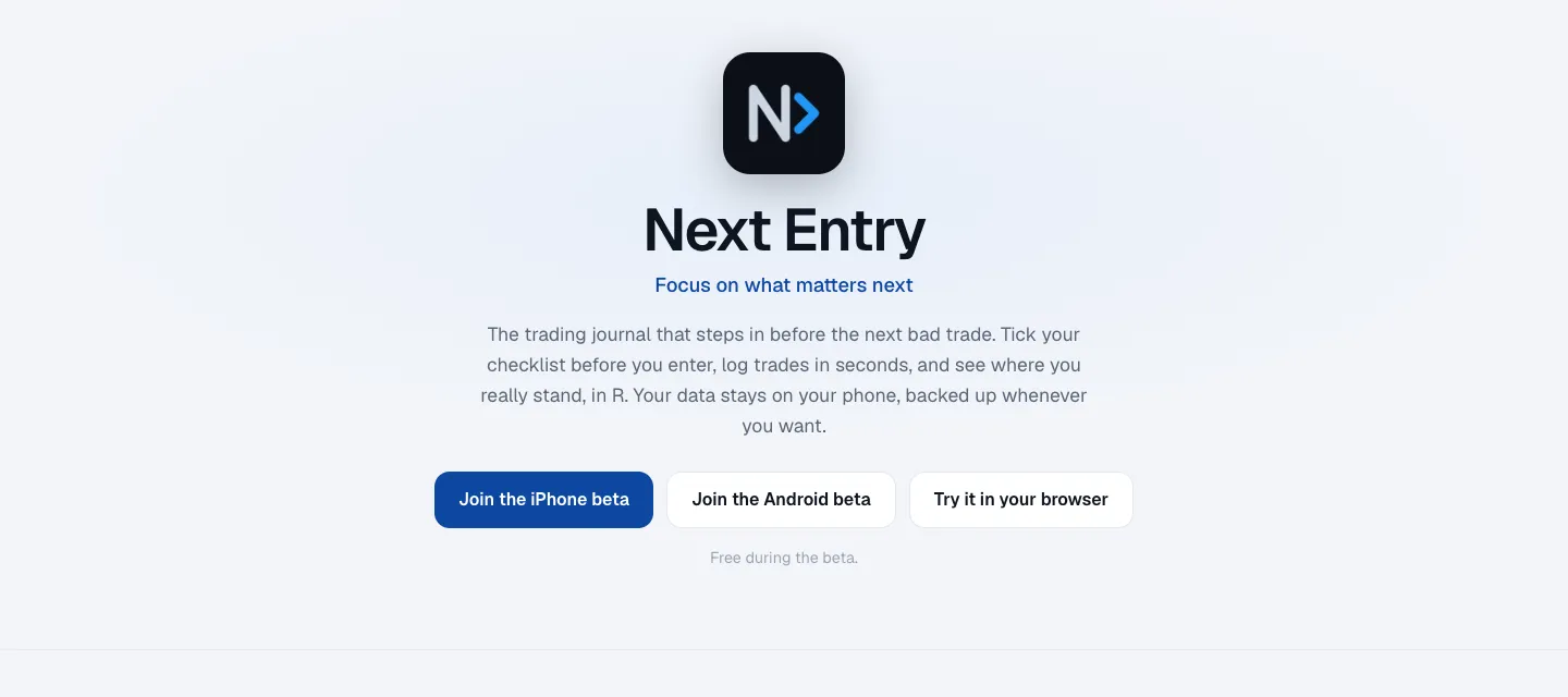 The Next Entry homepage.